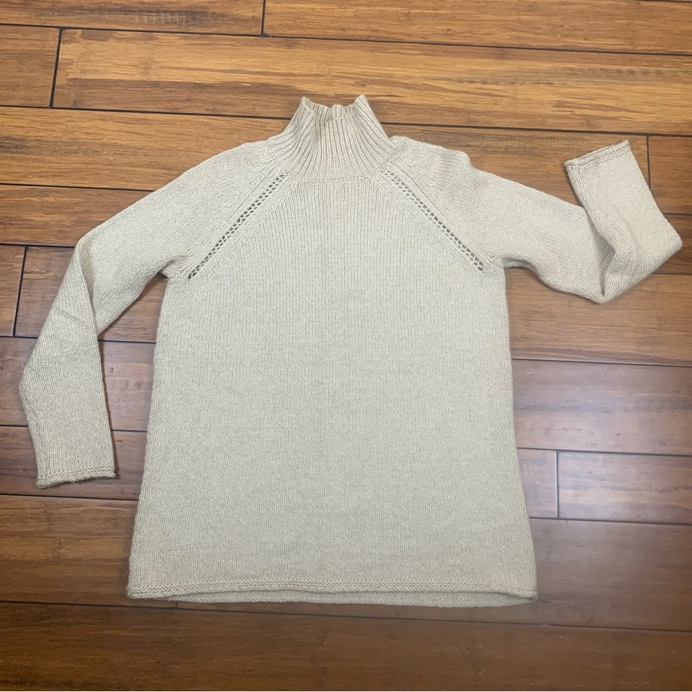 Pure Jill J Jill Cotton Wool Blend Oatmeal Mock Neck Pullover‎ Sweater Size XS